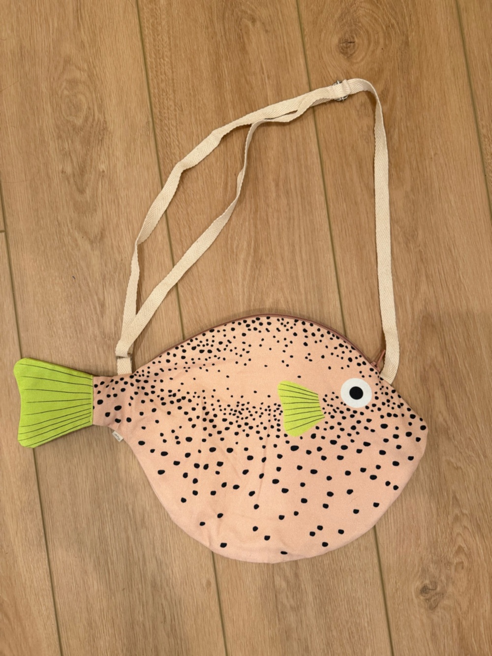 Pink Fish-Shaped Sling Bag with Green Tail